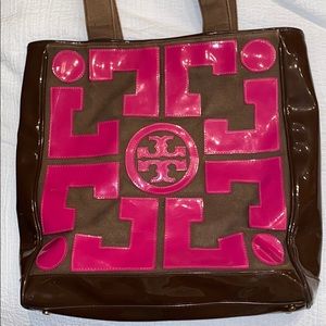 Tory Burch Pink and Brown Tote Bag!